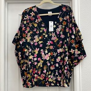 NWT Floral Dolman Sleeve Top